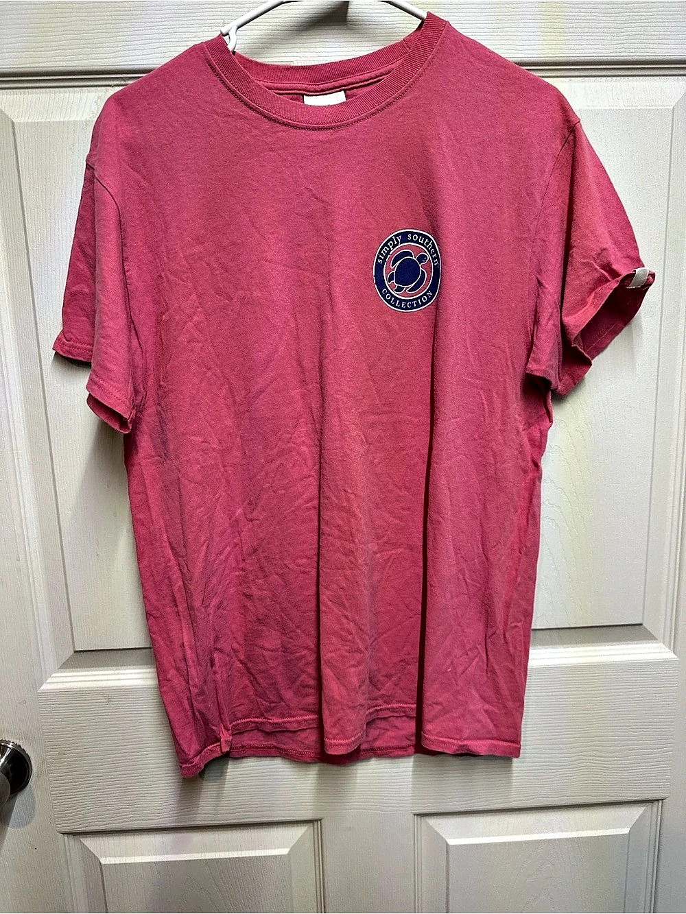 Simply Southern Preppy Save The Turtles Paisley Turtle T-Shirt Pink Medium